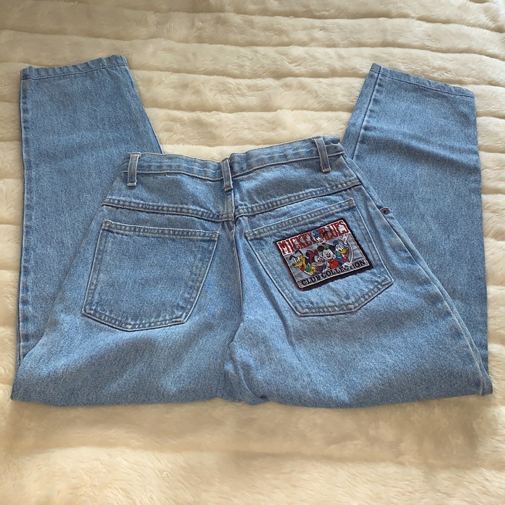 Vintage  90s high rise Walt Disney Mickey Mouse denim  jeans size 26 inch waist